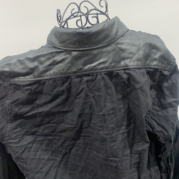 Men’s snap button down shirt with pleather detail - Picture 3 of 7